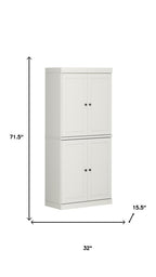 72" Off White Solid Wood Four Door Pantry Or Storage Closet