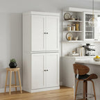 72" Off White Solid Wood Four Door Pantry Or Storage Closet