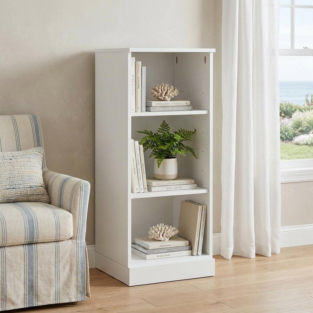 36" Yellow Solid Wood Adjustable Three Tier Library Bookcase