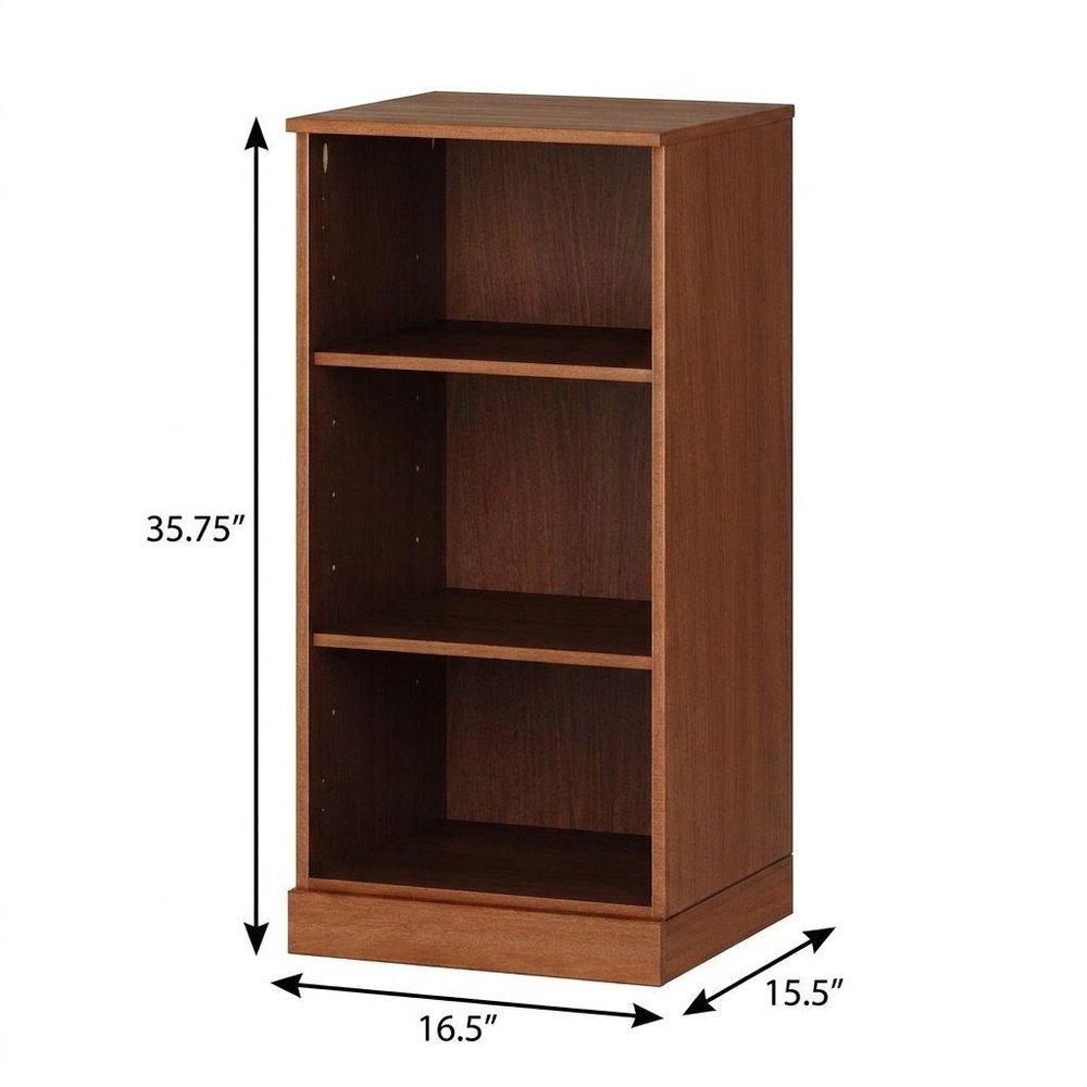 36" Yellow Solid Wood Adjustable Three Tier Library Bookcase