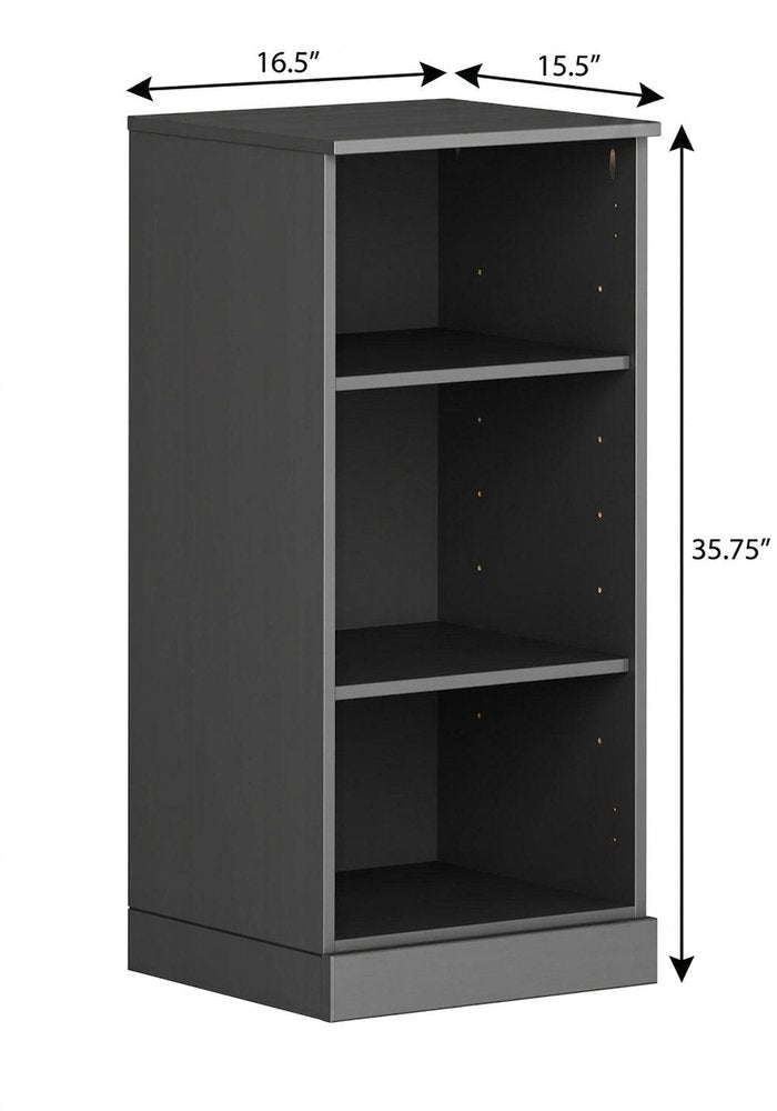 36" Yellow Solid Wood Adjustable Three Tier Library Bookcase