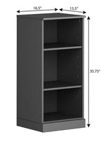 36" Yellow Solid Wood Adjustable Three Tier Library Bookcase