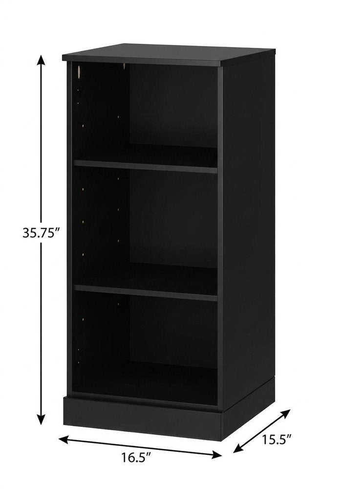 36" White Solid Wood Adjustable Three Tier Library Bookcase