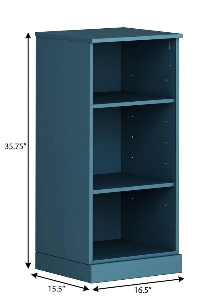 36" White Solid Wood Adjustable Three Tier Library Bookcase