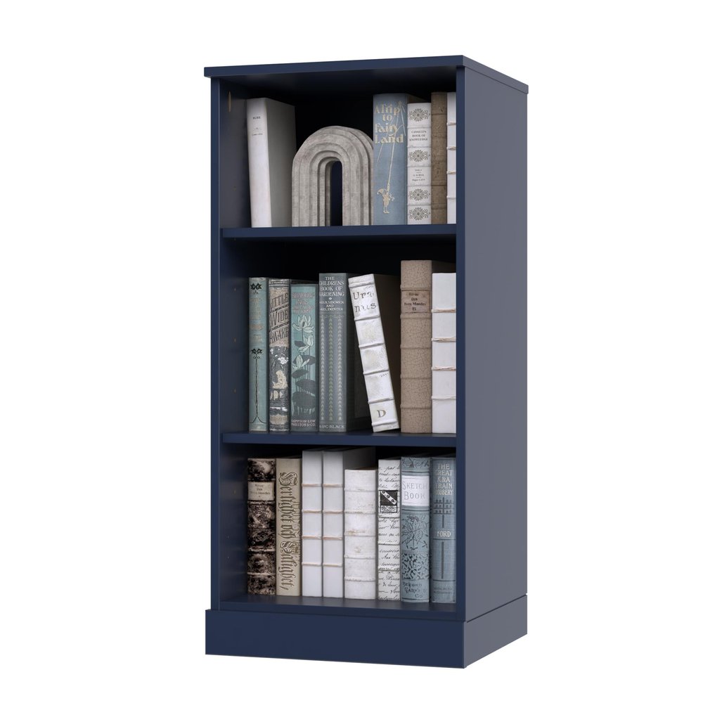 36" White Solid Wood Adjustable Three Tier Library Bookcase