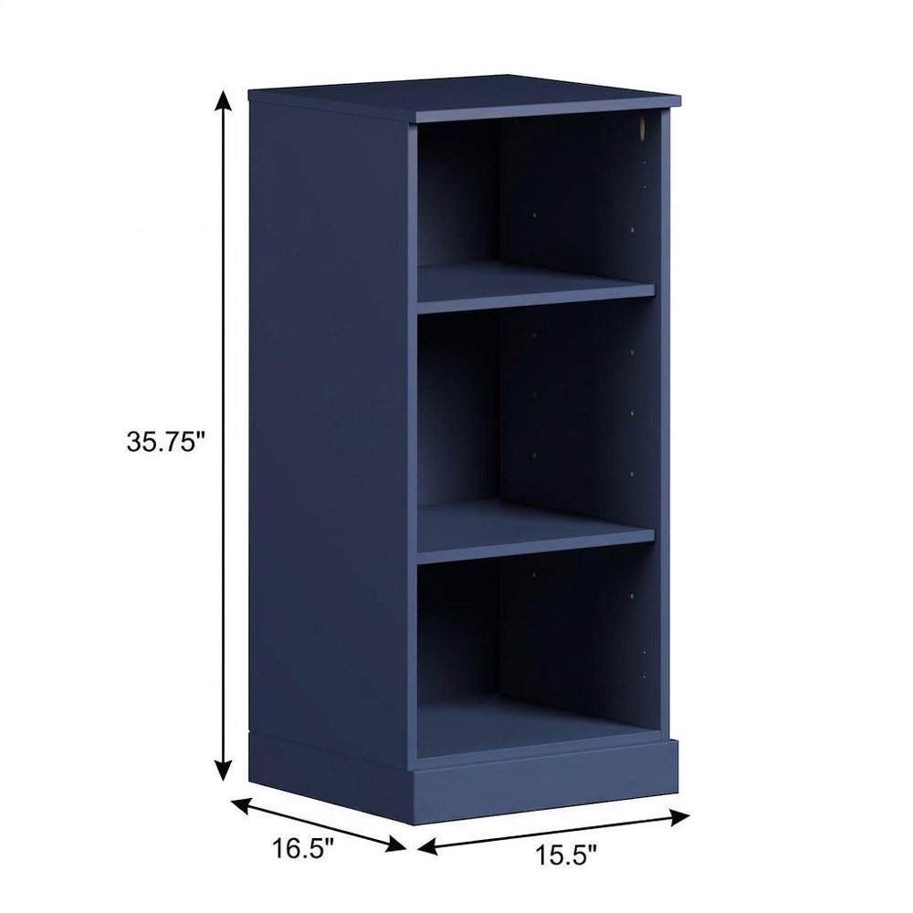 36" White Solid Wood Adjustable Three Tier Library Bookcase
