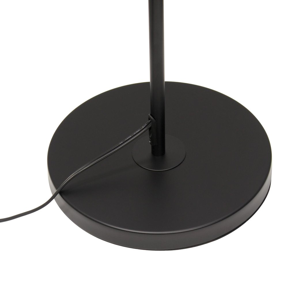 61" Black Metal Arched Floor Lamp With Black Linen Drum Shade
