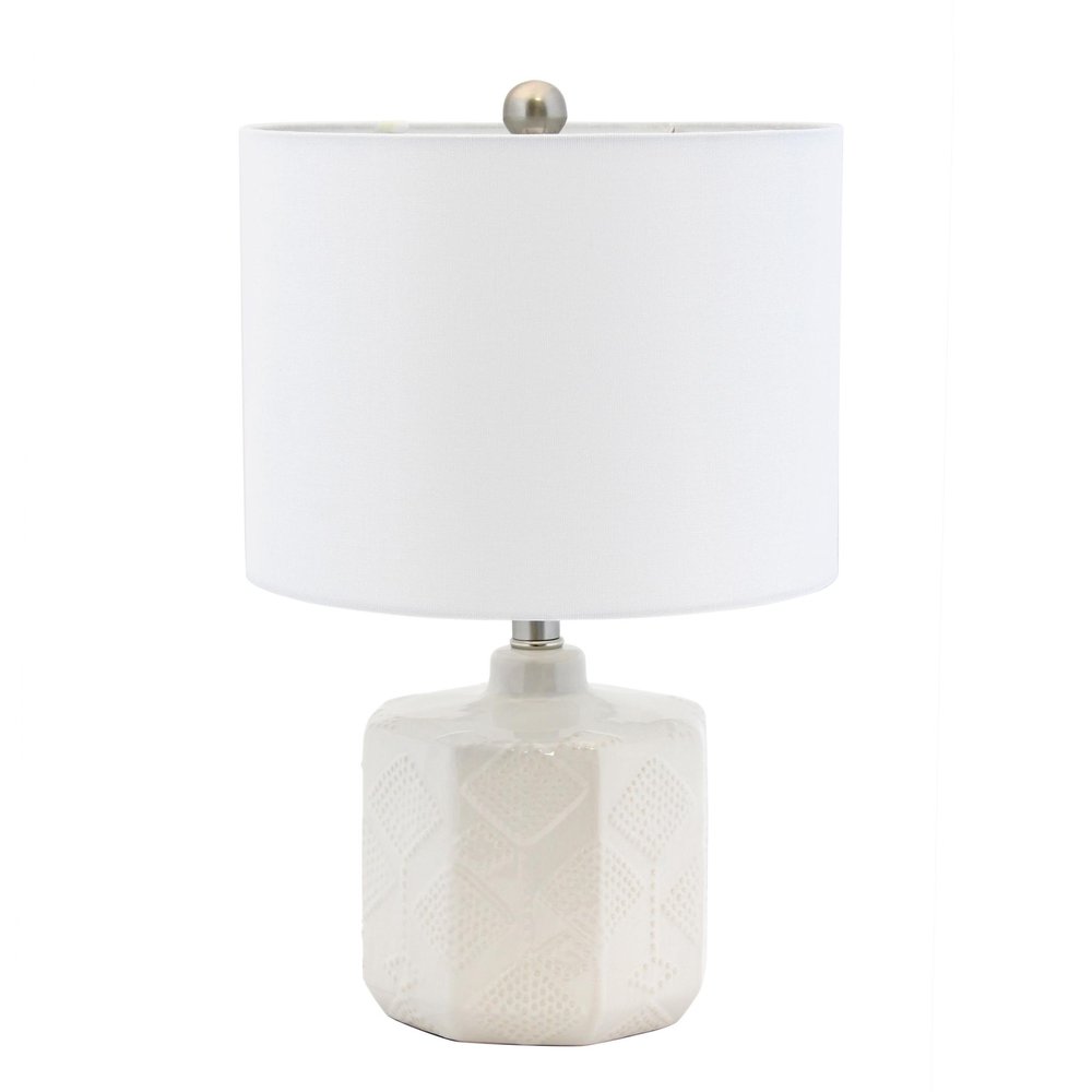 19" Off White Round Table Lamp With Drum Shade