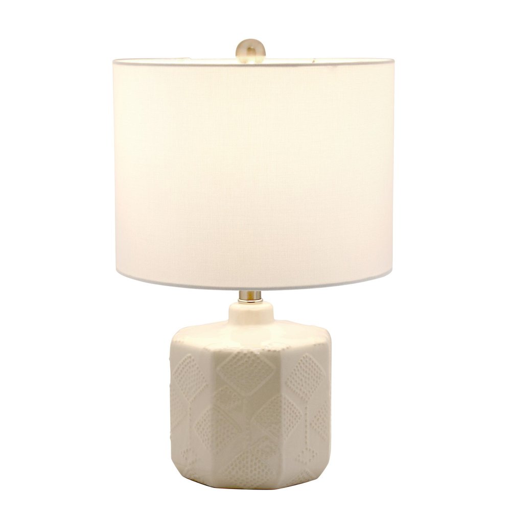 19" Off White Round Table Lamp With Drum Shade