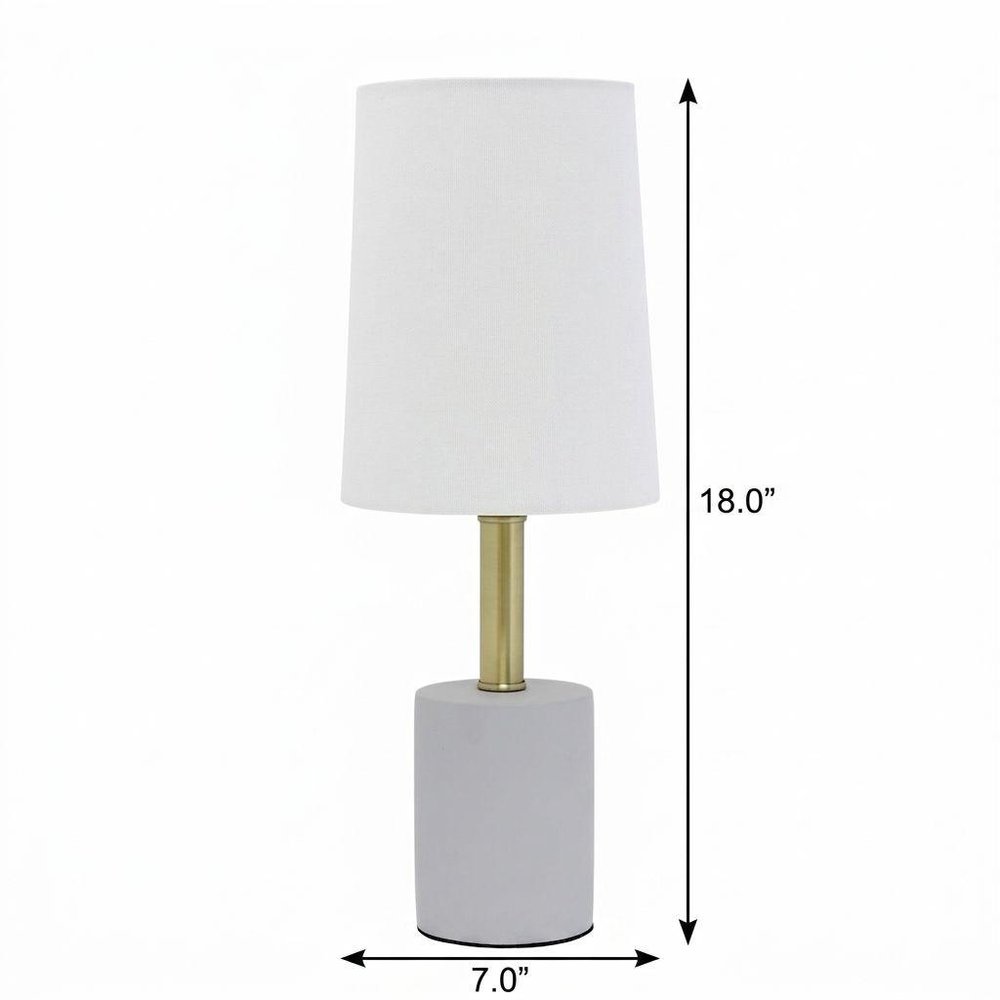 18" Gray Round Bedside Lamp With Drum Shade