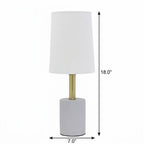 18" Gray Round Bedside Lamp With Drum Shade