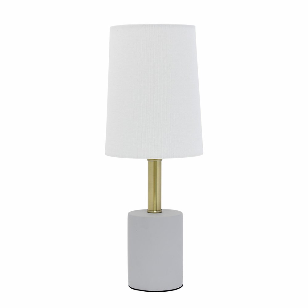 18" Gray Round Bedside Lamp With Drum Shade