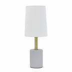 18" Gray Round Bedside Lamp With Drum Shade