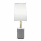 18" Gray Round Bedside Lamp With Drum Shade