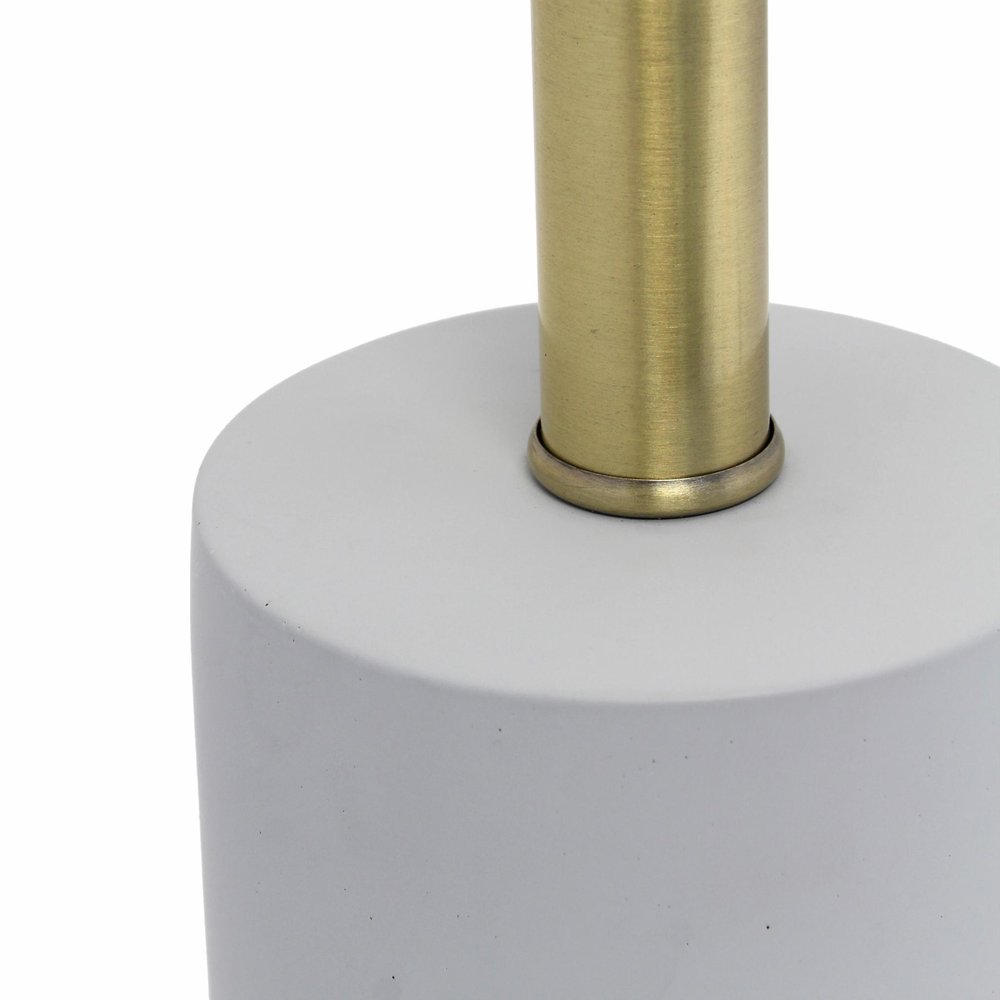 18" Gray Round Bedside Lamp With Drum Shade
