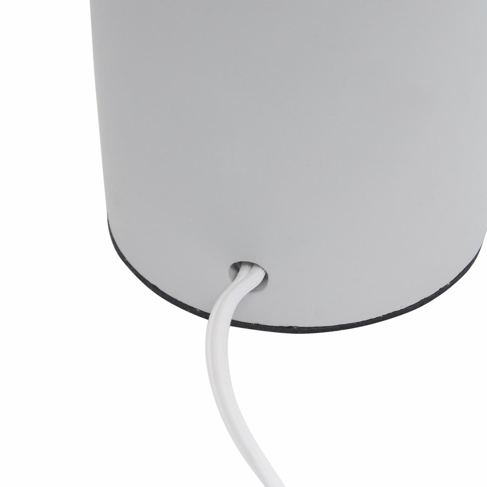 18" Gray Round Bedside Lamp With Drum Shade