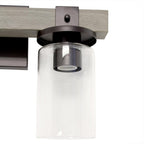 22" Gray Wood Metal And Glass Three Light Bath Bar Vanity Light