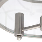 Silver Metal Three Light Drum Transparent and Glass Semi-Flush Ceiling Light With Clear Shades