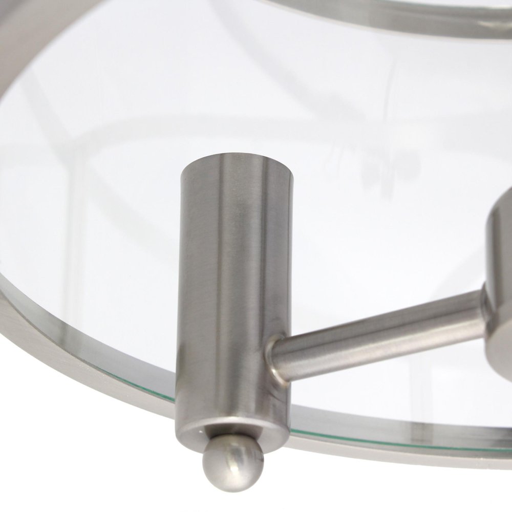Silver Metal Three Light Drum Transparent and Glass Semi-Flush Ceiling Light With Clear Shades