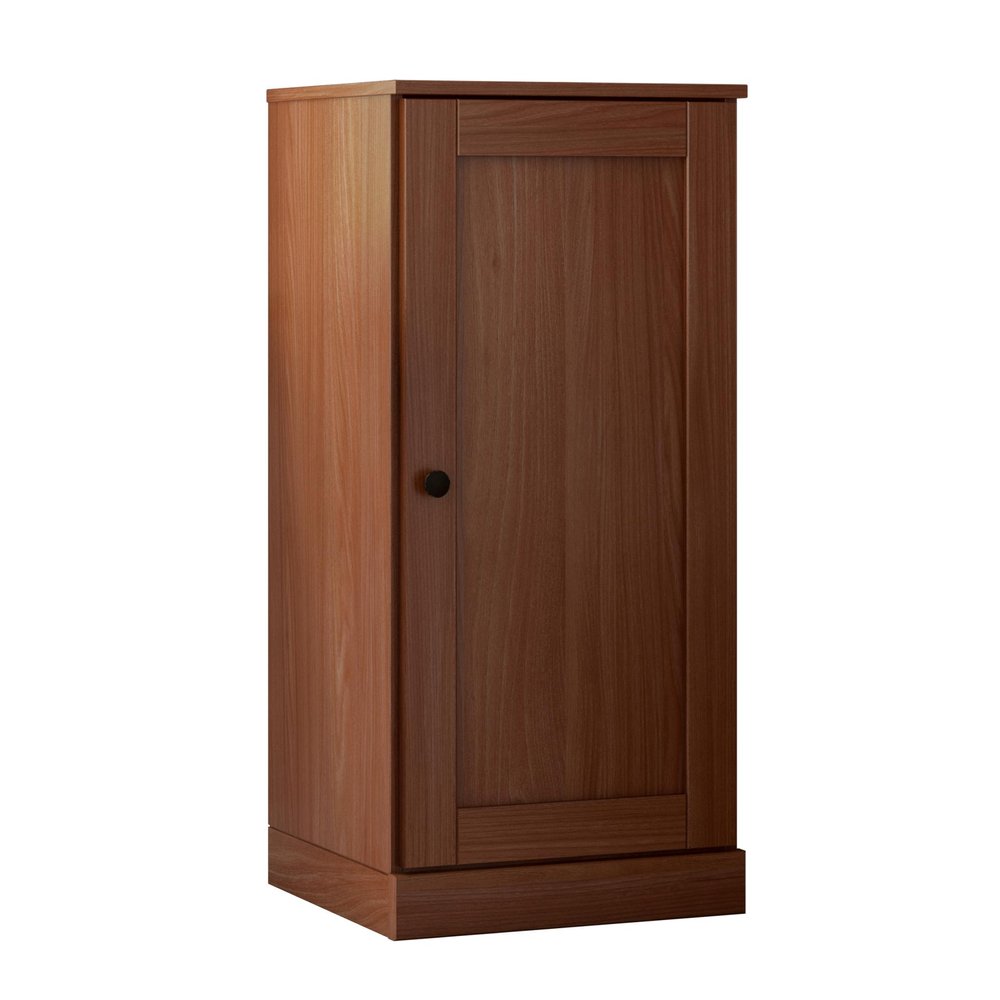 36" Coffee Solid Wood Adjustable Three Tier Library Bookcase with One Door