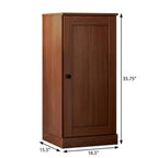 36" Coffee Solid Wood Adjustable Three Tier Library Bookcase with One Door