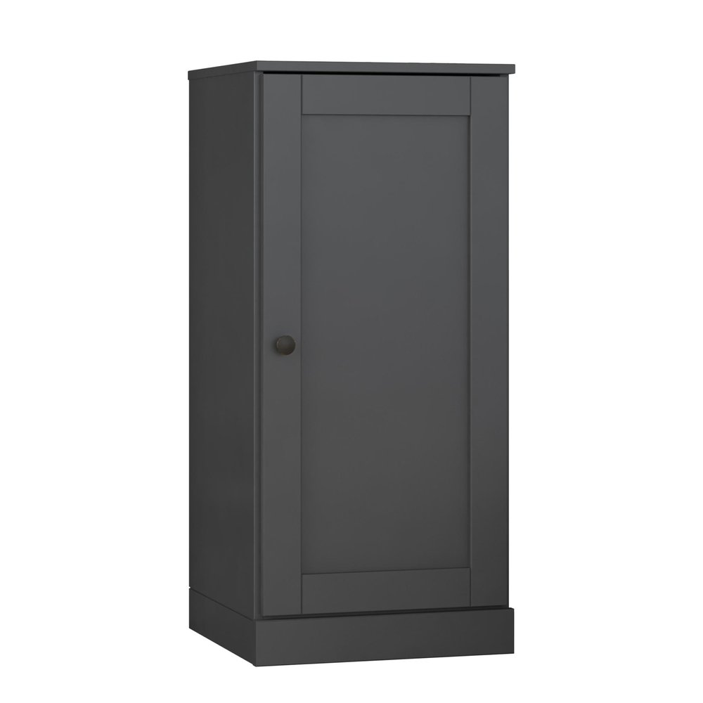 36" Gray Solid Wood Adjustable Three Tier Library Bookcase with One Door