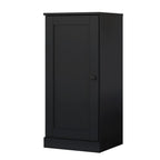 36" Black Solid Wood Adjustable Three Tier Library Bookcase with One Door