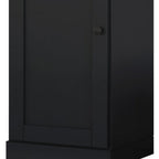 36" Black Solid Wood Adjustable Three Tier Library Bookcase with One Door
