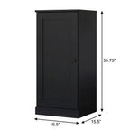 36" Black Solid Wood Adjustable Three Tier Library Bookcase with One Door