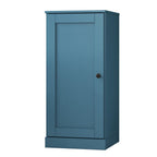 36" Teal Blue Solid Wood Adjustable Three Tier Library Bookcase with One Door