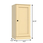 36" Yellow Solid Wood Adjustable Three Tier Library Bookcase with One Door