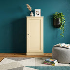36" Yellow Solid Wood Adjustable Three Tier Library Bookcase with One Door