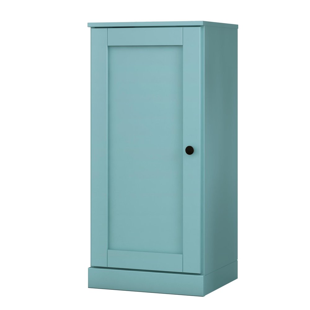 36" Aqua Solid Wood Adjustable Three Tier Library Bookcase with One Door