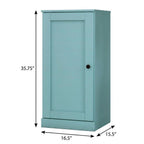 36" Aqua Solid Wood Adjustable Three Tier Library Bookcase with One Door
