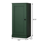 36" Green Solid Wood Adjustable Three Tier Library Bookcase with One Door