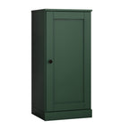 36" Green Solid Wood Adjustable Three Tier Library Bookcase with One Door