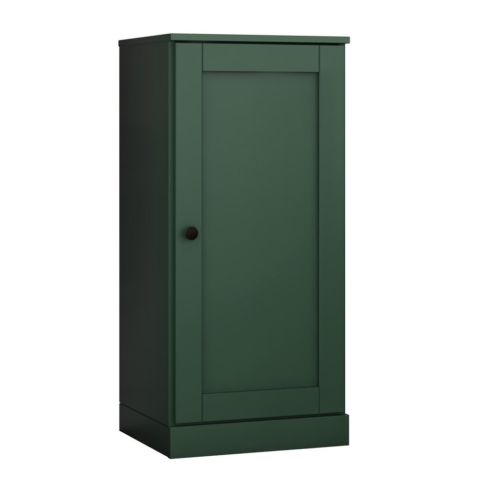 36" Green Solid Wood Adjustable Three Tier Library Bookcase with One Door