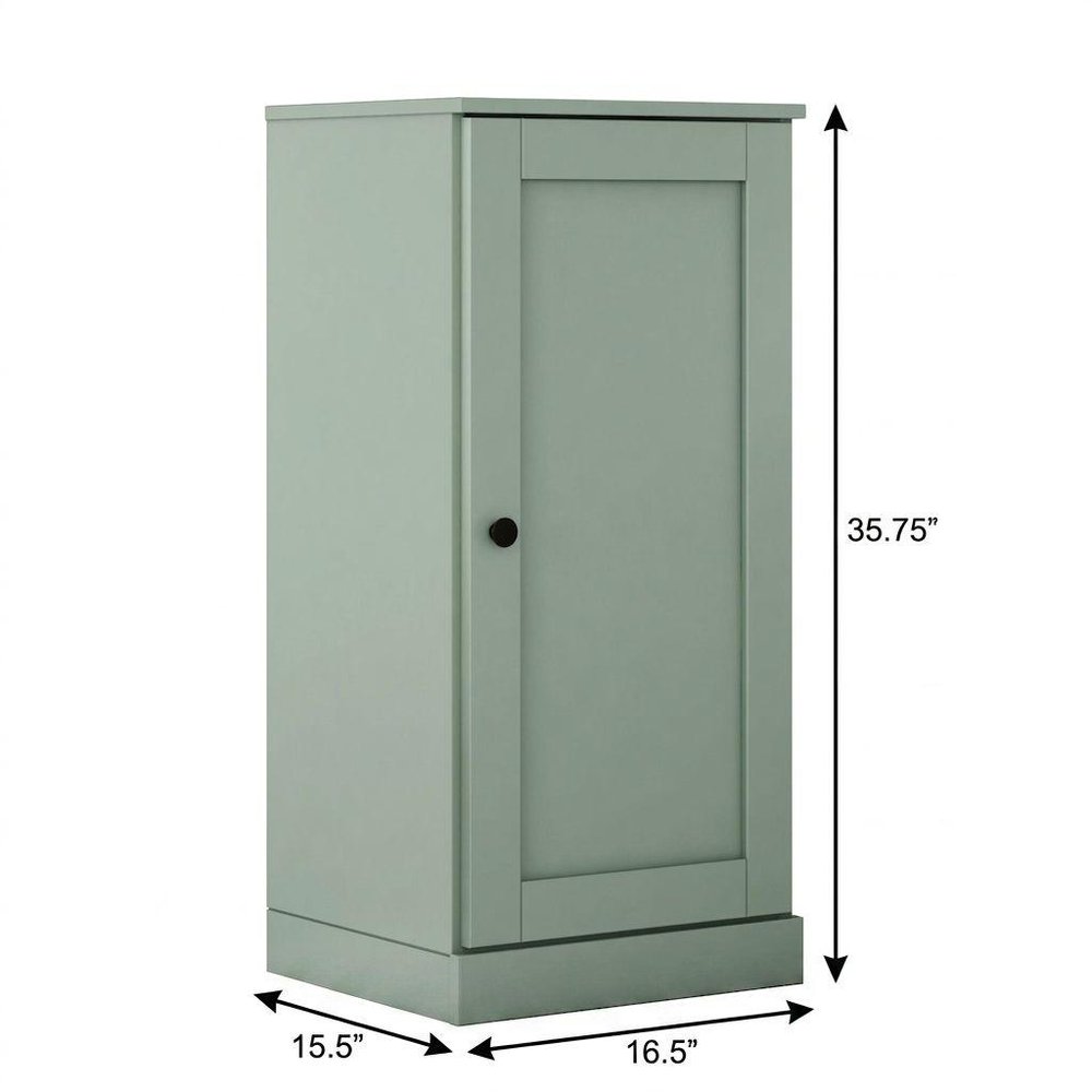 36" Sage Solid Wood Adjustable Three Tier Library Bookcase with One Door