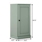 36" Sage Solid Wood Adjustable Three Tier Library Bookcase with One Door