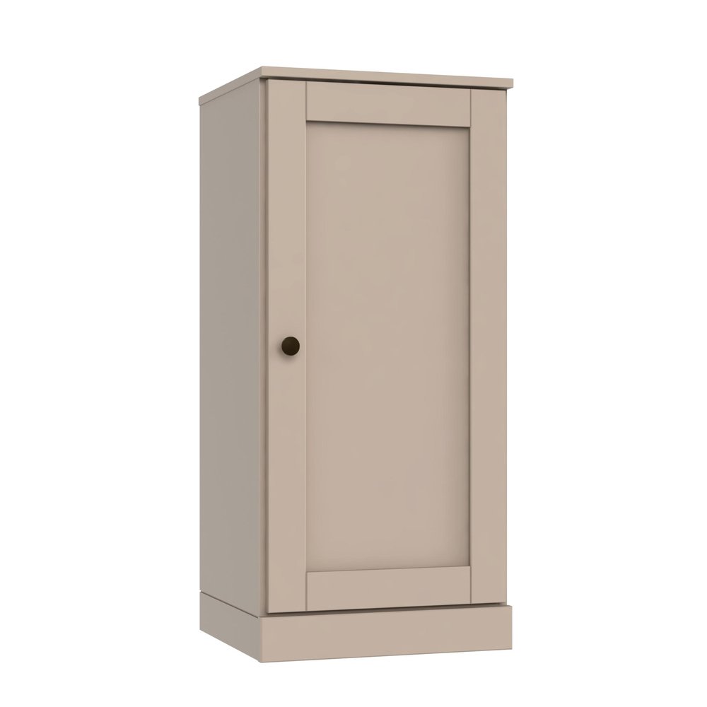 36" Beige Solid Wood Adjustable Three Tier Library Bookcase with One Door