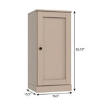 36" Beige Solid Wood Adjustable Three Tier Library Bookcase with One Door