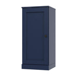 36" Navy Blue Solid Wood Adjustable Three Tier Library Bookcase with One Door