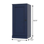 36" Navy Blue Solid Wood Adjustable Three Tier Library Bookcase with One Door