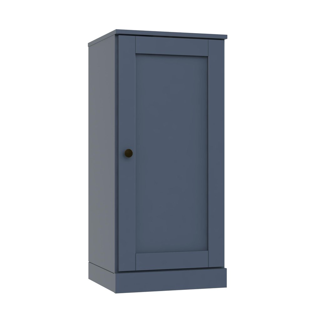 36" French Blue Solid Wood Adjustable Three Tier Library Bookcase with One Door