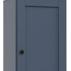 36" French Blue Solid Wood Adjustable Three Tier Library Bookcase with One Door