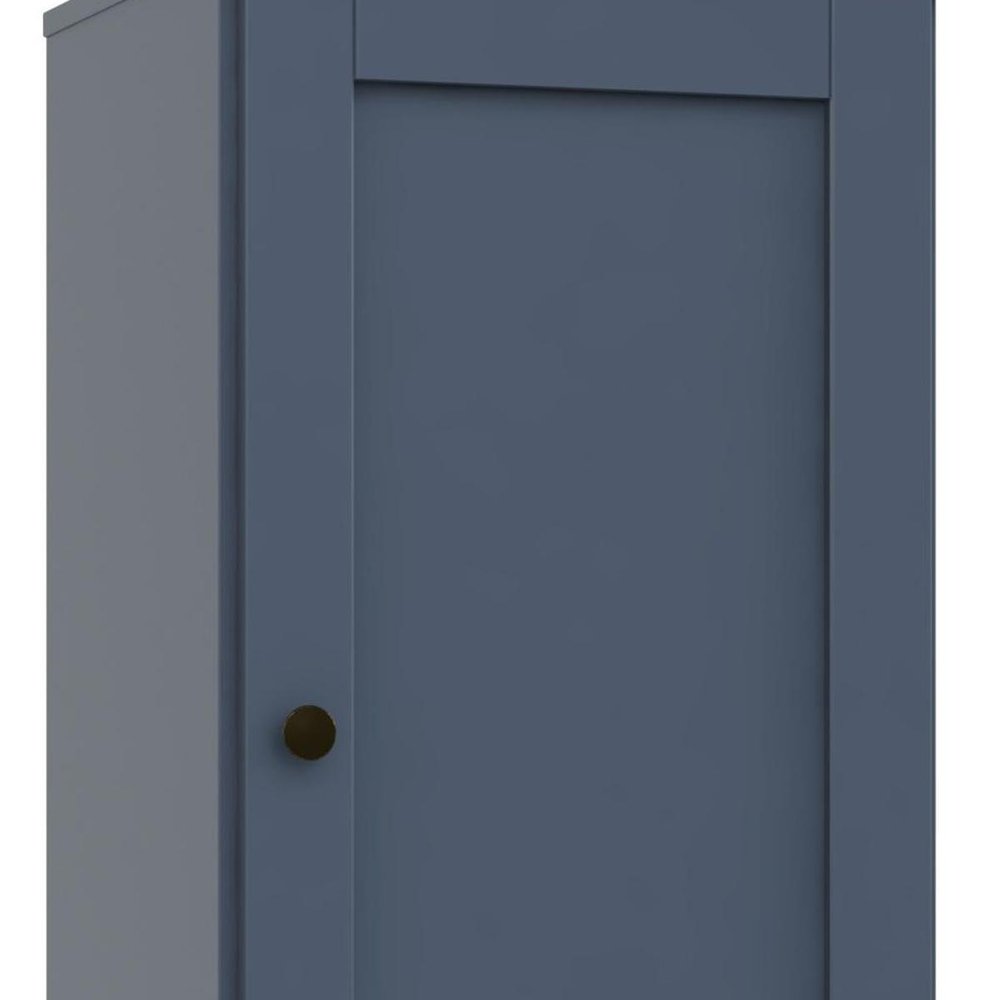 36" French Blue Solid Wood Adjustable Three Tier Library Bookcase with One Door
