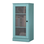 36" Aqua Solid Wood Adjustable Three Tier Library Bookcase with One Door