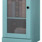 36" Aqua Solid Wood Adjustable Three Tier Library Bookcase with One Door