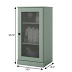 36" Sage Solid Wood Adjustable Three Tier Library Bookcase with One Door