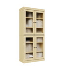 72" Yellow Solid Wood Adjustable Six Tier Library Bookcase with Four Doors